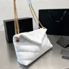 Damen-Handtasche mit Umschlag, gepolstert, gesteppt, Schulterklappe, Messenger-Taschen, Loulou Cloud Umhängetasche, Schaffell-Leder, einfarbig, Clutch-Einkaufstasche