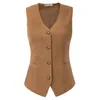 Gilets pour femmes Gilet formel Femmes Tops Vêtements Faux Daim Manteau Gilet Simple Boutonnage Mouchoir Ourlet Soirée Slim Élégant