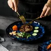 Keramik-Teller und Schüsseln, blaue Gerichte, kreatives japanisches Retro-Geschirr, Geschirr-Set, Platos De Cena 220307