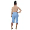 Womens Jeans Tassel Shorts Pants Cut Elastic Cropped Denim Shorts Ripped Washed Jeans