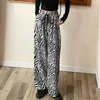 Pant Laceup justerbar sebra mönster randig fashionabla lös fritid stilfulla byxor bekväma chic 220705