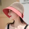 Chapeau de seau pour femmes Basin pliable Cape solaire Cap Bow Creent Couture Panama Chapeau extérieur UV Protection Soleil G220418