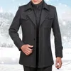 Trenchs pour hommes Manteaux d'hiver Hommes Laine Mâle Longue Laine Coupe-Vent Veste Épaisse Manches Thermiques Gris Pardessus Plus TailleMen's Viol22