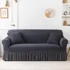 Couvre-chaises Couvre de canapé extensible couleur avec bord de jupe, canapés tout compris pour la poussière pour le salon Setch sans glissement Decorchair Home