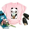 Cute T Shirts Women Streetwear Panda Graphic Tees Fashion Milk Tea Printed Tops Funny Vintage Casual Female