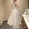 Летняя вечеринка Midi Elegant Dress Women Bess Sexy Design High wasit винтажное повседневное платье без рукавов шифоновое сладкое платье 220509