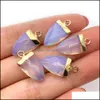 Arts and Crafts Arts Gifts Home Garden 10x19mm Gold Edge Natural Crystal Cone Arrowhead Stone Charms Rose Quartz Turquoise Dhakq