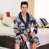 Men's Sleepwear Spring Autumn Pyjamas Kimono Dressing Gown Mens Silk Bathrobe Long Sleeve Casual Pajamas Home Night Peignoirs For MaleMen's