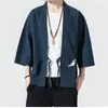 Herrjackor herr kimono mantel fritid cardigan harajuku outwear haori japansk tunn kappa traditionella kläder lös tang kostym