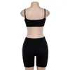 Kvinnor Two Piece Set BodyCon Matching Set Crop Tops och Biker Shorts Sweat Suits Summer Outfits 2 PCS Tracksuit W220418