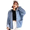 Frühling Herbst Frauen Casual Koreanischen Stil Denim Jacke Plus Größe Weibliche BF Jeans Dame Cowboy Mantel Outwear Streetwear