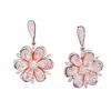 Charm Luxury Flower Earring Designer för Woman Gfit Party White AAA Cubic Zirconia Sydamerikansk koppar Bride Bröllopsengagemang Kvinnor örhängen Fashion Size 3.4cm