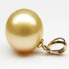 Collier avec pendentif en perles de coquillage doré naturel de la mer du Sud, 16mm, fermoir en or 14K288h6564308