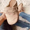 2022 Nieuwe Mode Vrouwen Causale Faux Suède Slippers Wiggen Hak Kurk Muilezels Platform Klomp Antislip Zool Gesp Outdoor thuis Schoenen