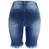 Slim 2020 femmes genou longueur jean déchiré gland genoux trous taille moyenne jean taille moyenne décontracté coupe ajustée femme pantalon