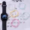 Boîtier de montre lumineux pour Apple Watch 41mm 45mm 44mm 42mm 40mm 38mm demi-paquet creux couverture PC iWatch 7 6 5 4 3 SE accessoires de bracelet de montre