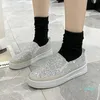 Fashion Brand Loafers Women Dress Shoes Classic Low Tops Platforms Sneakers Popular Black Silver Pink Sequins Glitter Design Outdoor