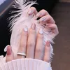 Faux ongles paillettes français longue presse sur ongles élégants autocollants amovibles gagner du temps ongles artificiels SANA889 Prud22