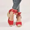 샌들 Espadrille 여성 웨지 여성 플랫폼 하이힐 샌드 샌들 ity 발목 스트랩 편안한 숙녀 신발 zapatos de mujersandals