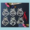 Decorazioni natalizie Forniture per feste festive Giardino domestico 6 Pz/lotto Lettera Cuore in legno Motivo a bolle Ornamento Albero Festival Ornamenti Hangin