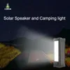 IPX7 Ultra waterdicht 5.1 Bluetooth Solar Powered Speaker Outdoor Camping Emergency Light 20W Hi-Quality Sound Bass Proteerbare luidsprekers 27 LEDS LICHT