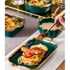 Nordic Ceramic Phnom Penh Bakeware Home High-End Salat Стейк Тарелка Бинауральная Выпечка Пан Рис Один Ручка Чаша Кухонная Посуда 220408