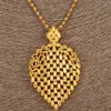 Dubai Necklace Women Ethiopian Plume Pendant Necklace 14k Yellow Solid Fine Gold GF Jewelry Africa Arab Flower Gifts208o2529821