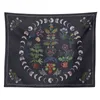 Phase de lune tapisserie noir tapis muraux Boho suspendus prophétie sorcellerie fleur chambre décor esthétique bohème J220804