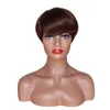 Kısa pixie kesilmiş peruk insan doğal siyah düz brezilya saçları siyah kadınlar için parlak