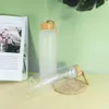 Sublimazione da 500 ml di bottiglie d'acqua in vetro smerigliate trasparenti con coperchio di bambù e tazze di vetro dritte di paglia tazza da bere estate