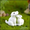 Decorações de jardim pátio gramado casa fofa cachorro branco adorável resina de filhote de desenho animado ornamento em miniatura de fada decoração micro paisagem diy