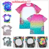 sublimation Bleached Polyester Shirt Leopard Print Vintage Graphic T-Shirt Heat Transfer Blank Casual Short Sleeve