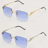 Designer Metal Rimless Sunglasses Man 0280 Sun glasses Woman Stainless 18K Gold Male and Female Large Square Adumbral Frame Size54-20-140MM