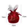 5pc Ears de coelho da Páscoa Veludo Bolsa de Veludo embalagem Candy Chocolate Bag Organizer Sweet Moment Wedding Party Favors bolsas 220527