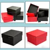 Titta på lådor Fall tillbehör Klockor Fashion Black Red Paper Square fodral med kuddsmycken Display Box Storage Ship Drop Delive3441682