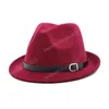 Cappello Fedora in feltro classico europeo per uomo Donna Cappello Trilby da cowboy Cappello Homburg Church Jazz con cintura