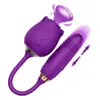 Adult Massager 2 in 1 Red Purple Pink Rose Vibrators Thrusting Dildo Extended Clitoral Sucking Licking Adult Sex Vibrator for Women