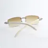 Lunettes de soleil diamantées moyennes 3524012 avec bâtons de cornes blanches et objectif 56 mm271n