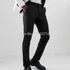 Ternos masculinos Blazers masculinos calças negras com faixa de cetim lateral uma peça Slim Fit Classic Male calça de moda oficial roupas