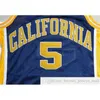 Sjzl98 NCAA California Golden Bears College # 5 Jason Kidd Maillot de basket-ball Vintage bleu marine cousu Jason Kidd University Maillots Chemises S-XXXL