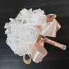 Wedding Flowers Bridesmaid Wedding Decoration Foam Flowers Rose Bridal Bridemaid bouquet White Satin Romantic1636129