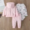 Giyim setleri doğdu erkek bebek kız kıyafetleri 2022 Bahar Sonbahar Hayvanları Çiçek Sıcak Hooded Coat Romper Pantolon Kıyafet