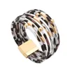 Vintage Leopard Leather Bracelets for Women Fashion Bracelets & Bangles Elegant Multilayer Wide Wrap Bracelet Jewelry