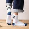 Hommes Chaussettes Paires Hommes Printemps Automne Coton Long Homme Casual Respirant Stripe Crew Sock Unisexe Skateboard Socken Sport CalcetinesMen's