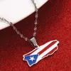 Hänge Halsband Rostfritt Stål Mode Emalj Puerto Rico Map Halsband För Kvinnor Ricans Smycken