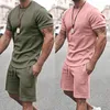 Men's Tracksuits Men Outfit Sweat Suit Breathable Casual Loose Short Sleeve T-shirt Pocket ShortsMen's