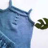 2 pezzi Set di vestiti estivi per bambini Abiti senza maniche sopra e sotto per le ragazze dei ragazzi del bambino Abito in cotone solido per la neonata G220509