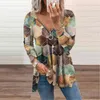 T-shirt da donna 2021 moda estiva stampa floreale con scollo a V con cerniera maglietta pullover vuoto casual allentato oversize da donna Top Tee Shirt