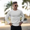 Muscleguys Autumn Fashion Men Thin Thined Sleeve Pullovers Man Oneck Slid Slim Fit Tops Tops Tops Pull Homme 220805