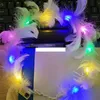 Couronne de plumes lumineuse, bandeau pour décoration de fête, guirlande lumineuse, cadeaux d'anniversaire de mariage